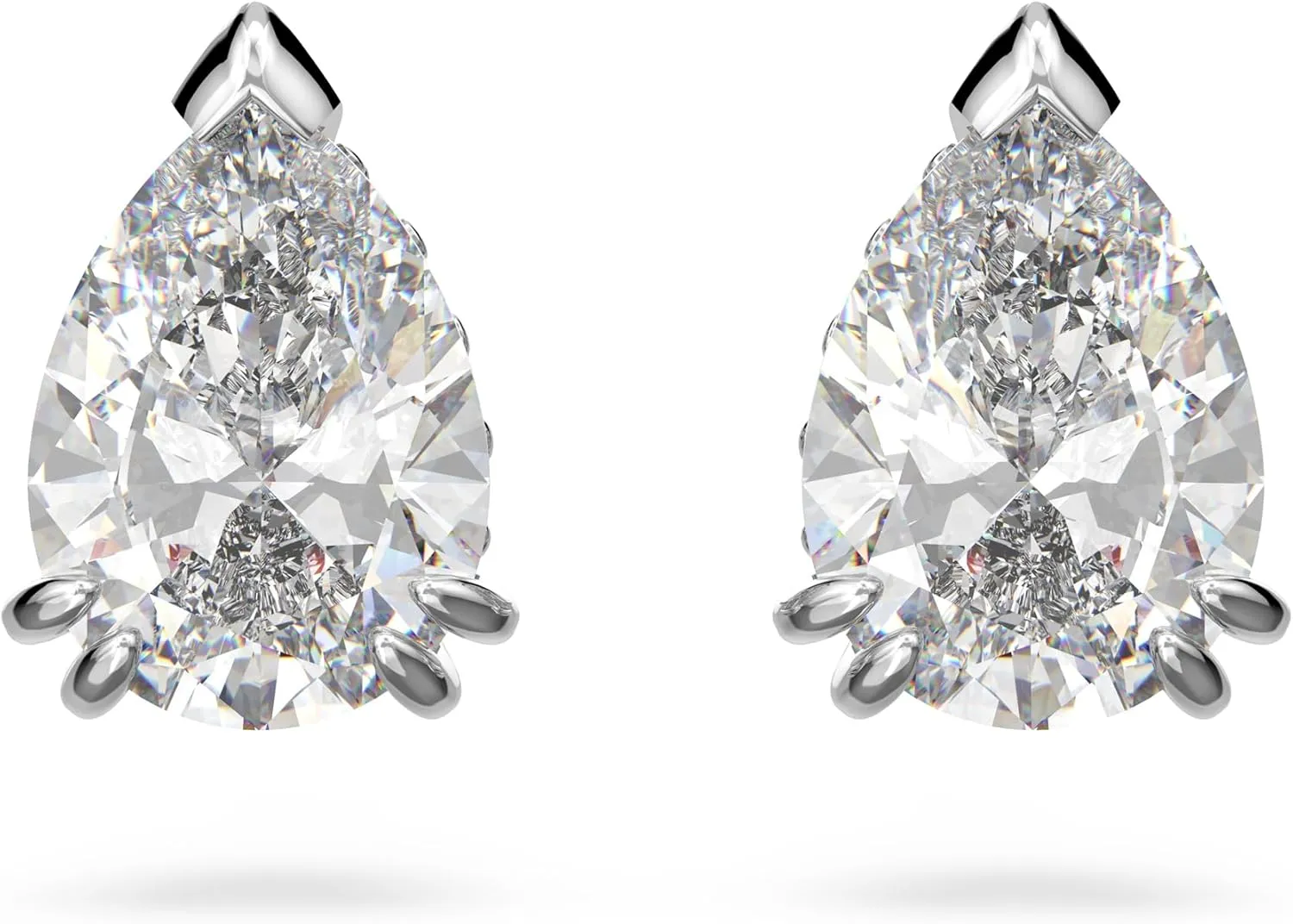 Swarovski Stilla Stud Earrings, Pear Cut, Clear Crystals, Rhodium Finish