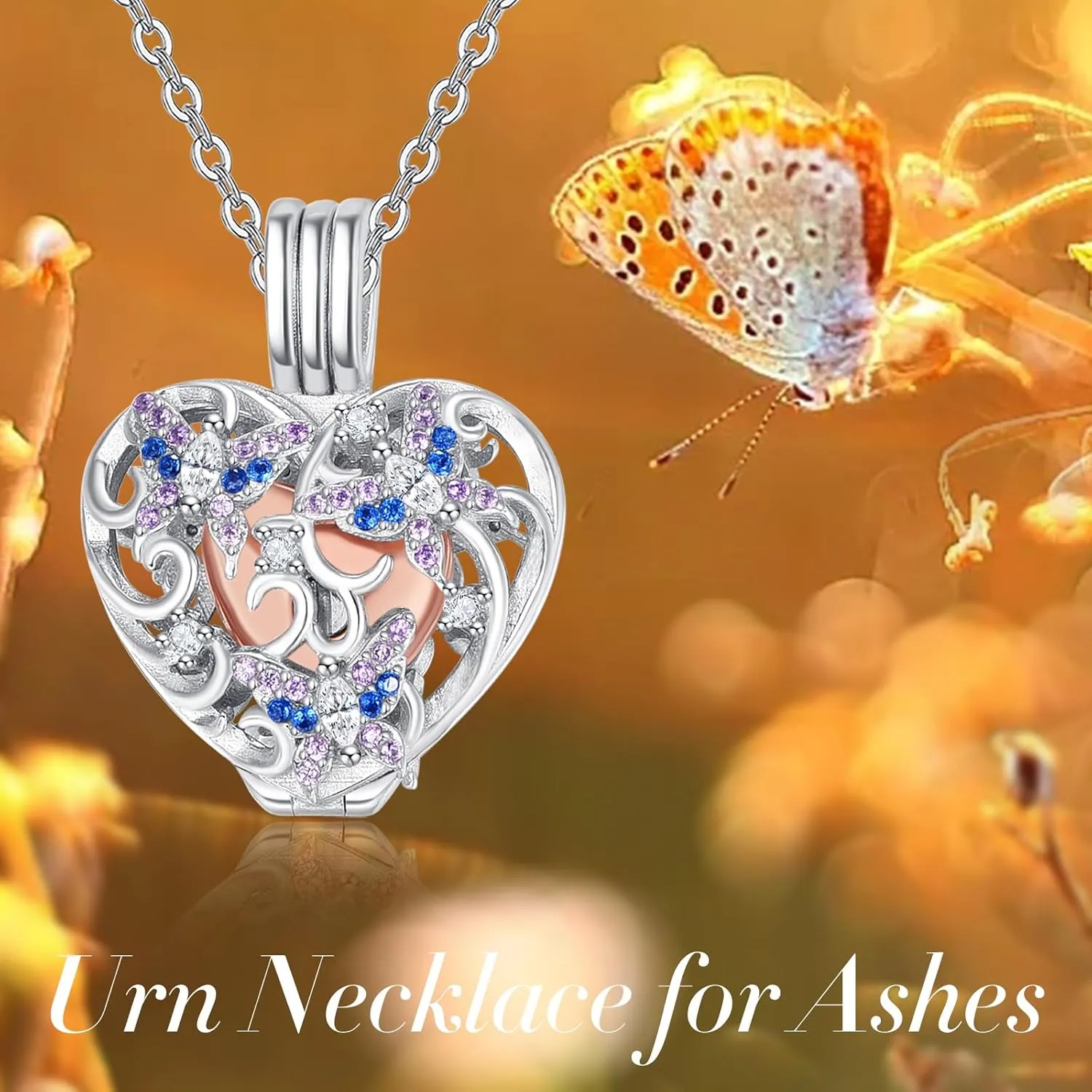 TANGPOET Heart Ashes Necklace 925 Sterling Silver Urn Necklace, Cremation Jewelry for Ashes Pendant, Memorial Jewelry Gifts for Women Men