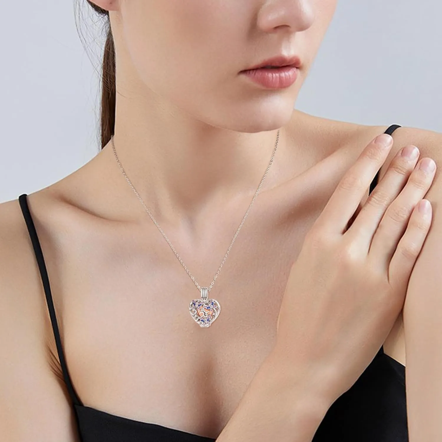 TANGPOET Heart Ashes Necklace 925 Sterling Silver Urn Necklace, Cremation Jewelry for Ashes Pendant, Memorial Jewelry Gifts for Women Men
