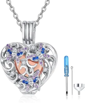 TANGPOET Heart Ashes Necklace 925 Sterling Silver Urn Necklace, Cremation Jewelry for Ashes Pendant, Memorial Jewelry Gifts for Women Men
