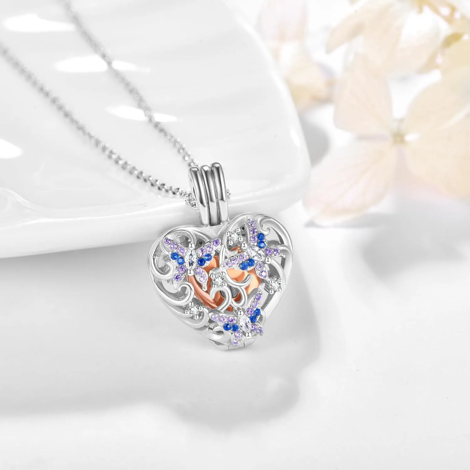 TANGPOET Heart Ashes Necklace 925 Sterling Silver Urn Necklace, Cremation Jewelry for Ashes Pendant, Memorial Jewelry Gifts for Women Men