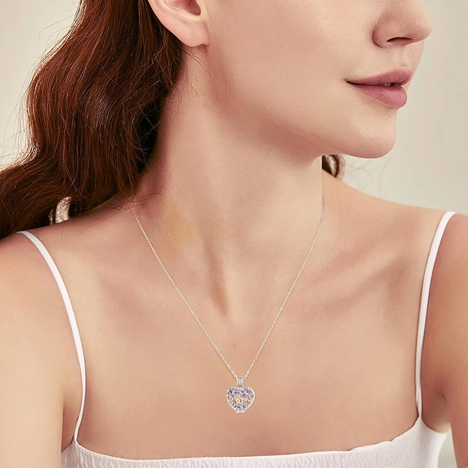 TANGPOET Heart Ashes Necklace 925 Sterling Silver Urn Necklace, Cremation Jewelry for Ashes Pendant, Memorial Jewelry Gifts for Women Men