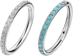 TDEBA 20G 18G 16G Clear CZ Nose Rings Hoop, 316L Surgical Steel Cartilage Earrings Hoop, 5-12mm Daith Helix Rook Tragus Piercing Jewelry, Stainless Steel Earring Silver Conch Piercing Jewelry