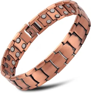 THE NORTH RING 99.9% Pure Copper Magnetic Bracelet - 3000 Gauss Magnetic Copper Bracelets for Men - Double-Row Strong Magnets Adjustable