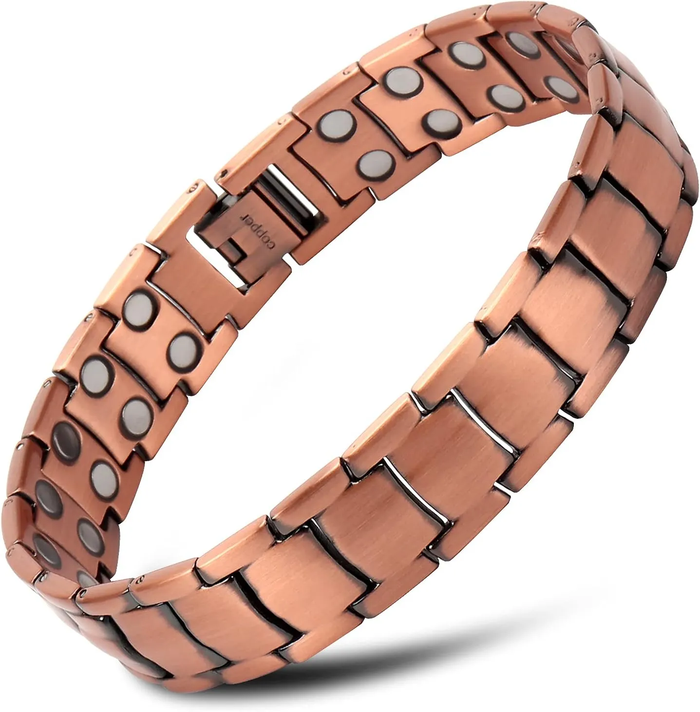 THE NORTH RING 99.9% Pure Copper Magnetic Bracelet - 3000 Gauss Magnetic Copper Bracelets for Men - Double-Row Strong Magnets Adjustable