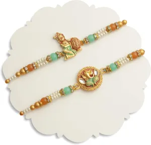 TIED RIBBONS Rakhi for Brother with Gift Set | Set of Rakhi | Mini Card | Roli Tika - Rakshabandhan Bracelet for Brother