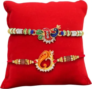 TIED RIBBONS Set of 2 Rakhi for Brother Rakhi for Bhaiya | Wishes Card | Roli Tikka - Raksha Bandhan Rakhi Bracelet for Brother