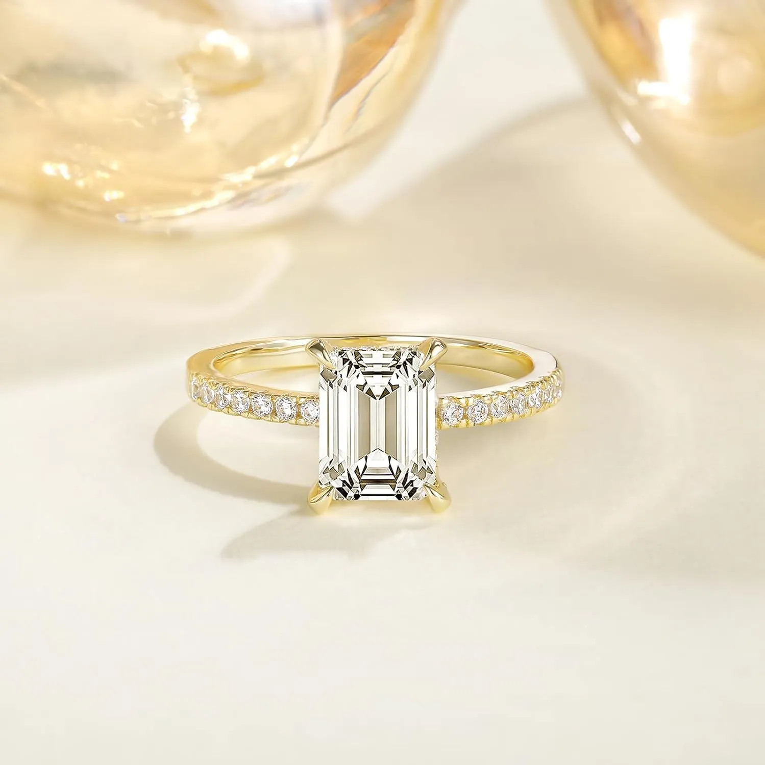 TIGRADE 3CT Engagement Ring for Women Emerald Cut Cubic Zirconia Wedding Band CZ Promise Wedding Ring Size 4-11
