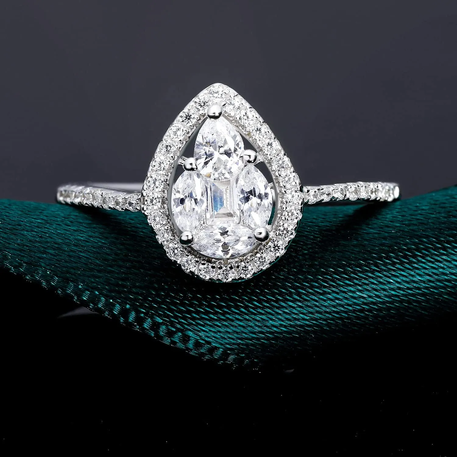 TIKJE 925 Sterling Silver Bow-knot Ring for Women Cute Bow Tie Wedding Band Silver Bridal Promise Eternity Ring Size 6-8