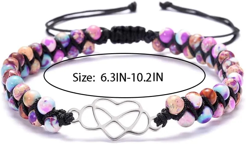 To My Granddaughter/Daughter/Mom Gift From Grandma -Infinity Heart Bracelet For Women, Natural Emperor Stone Double Layer Purple Beaded Woven Wrap Bracelets Adjustable Mind Peace Jewelry