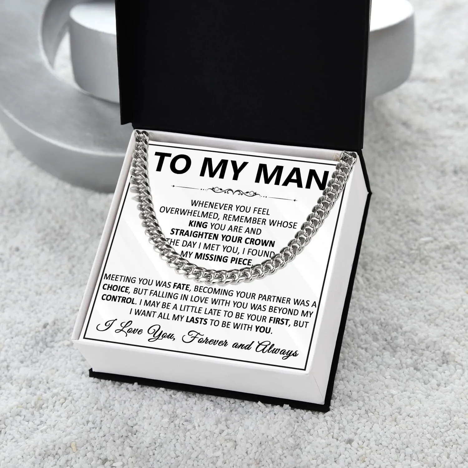 To My Man Necklace, Man Cuban Link Chain Necklace For Boyfriend, Gifts For Husband From Wife, Birthday Gift For Boyfriend, Valentine Gift For Boyfriend, Boyfriend Necklace From Girlfriend With Card