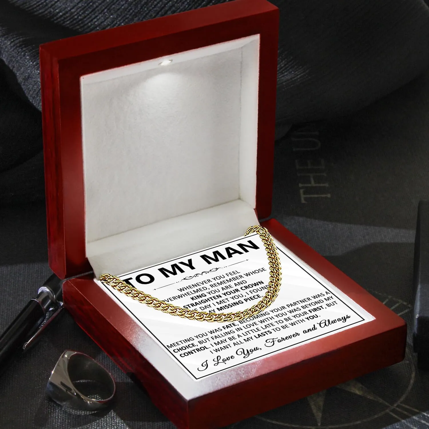 To My Man Necklace, Man Cuban Link Chain Necklace For Boyfriend, Gifts For Husband From Wife, Birthday Gift For Boyfriend, Valentine Gift For Boyfriend, Boyfriend Necklace From Girlfriend With Card