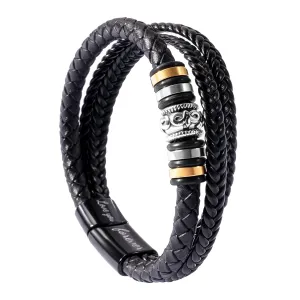 To My Son Braided Leather Bracelet"I Will Always Be With You" Men Double Row Magnetic Closure Personalized BraceletsWristband BraceletMens Leather Rope Bracelet Holiday Gift