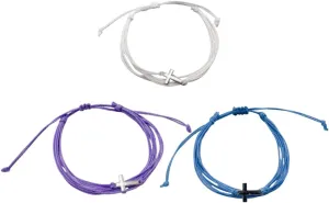 Todu 3 Pcs Cross Bracelets Handmade Braided String Rope Friendship Bracelet Religious Belief Faith Christian Jewelry