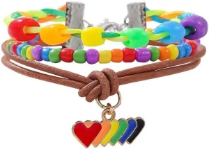 Todu Rainbow Bracelets Pride Bracelet Rope Multi-Layer Beaded Love Heart Bracelet Colorful For Women Girls Men Friendship Summer Beach Jewelry Gift