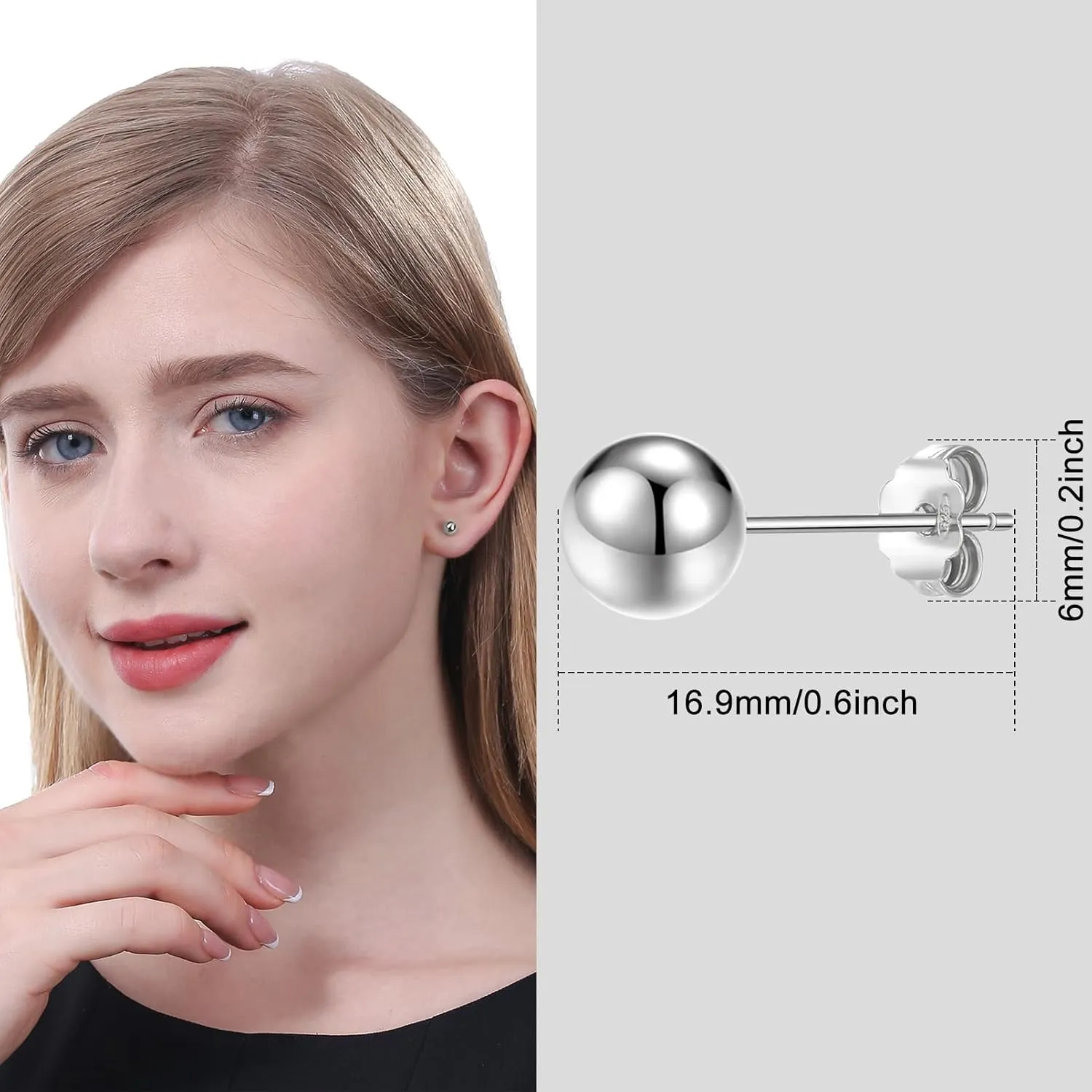ToHeart Stud Ball earrings Women Hypoallergenic Gold Flat Back Stud Earrings