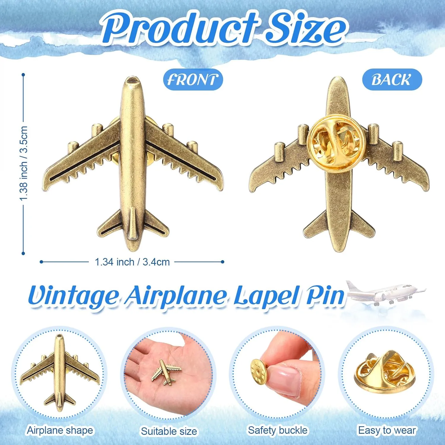 Tondiamo Flight Attendant Appreciation Gifts Bulk Airplane Lapel Pins with Thank You Cards for Travel Adventure Accessories Suitcase Party Favors