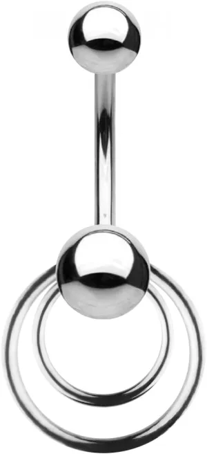 TOOLSSIDE VCH Piercing Jewelry with Two Rings Stainless Steel Belly Button Ring Navel Piercing Jewelry Belly Rings for Women 14G Belly Button Piercing