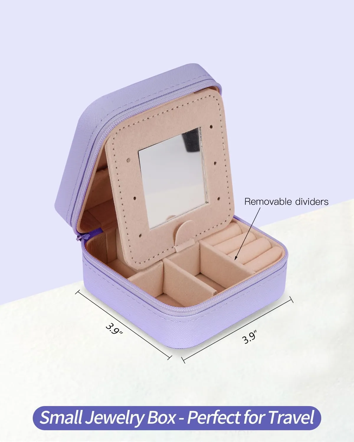 Travel Jewelry Case - Personalized Jewelry Box for Women, Small Jewelry Organizer and Storage Aesthetic, Travel Essentials Birthday Gifts for Girls Women | Lavender