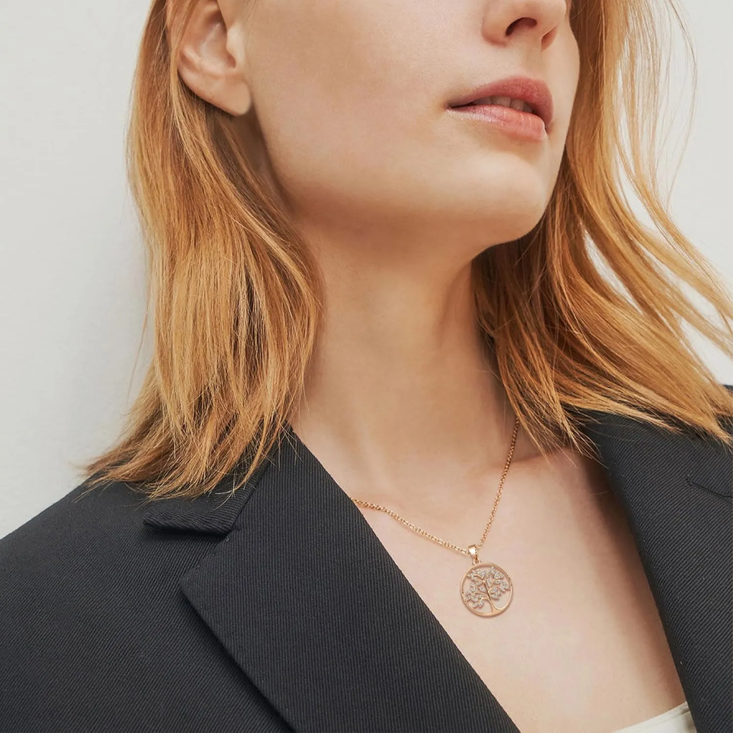 Tree of Life Necklace for Women 18K Gold/White Gold Tree Jewelry Pendant Zircon Necklace Anniversary Valentine's Day Gifts for Women 16 2