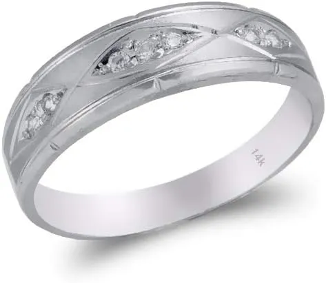 Trio Ring Set 14K White Gold - 3 Piece Wedding His Engagement Her Band Rings Sets - Round Cubic Zirconia CZ for Couple Mens and Women - Anillos de Matrimonio