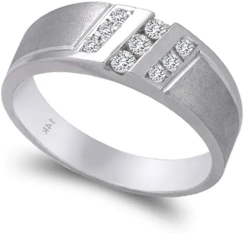 Trio Ring Set 14k White Gold - 3 Piece Wedding His Engagement Her Band Rings Sets - Round Cubic Zirconia CZ for Couple Mens and Women - Anillos de Matrimonio