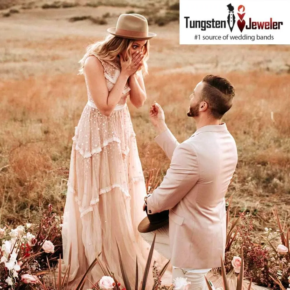 Tungsten Jeweler Engraving Ring for Men and Women Titanium Band Rings 6mm White IP Plated Brushed Dimpled Center Milgrained Edges Wedding Band Ring Ideal for Couples