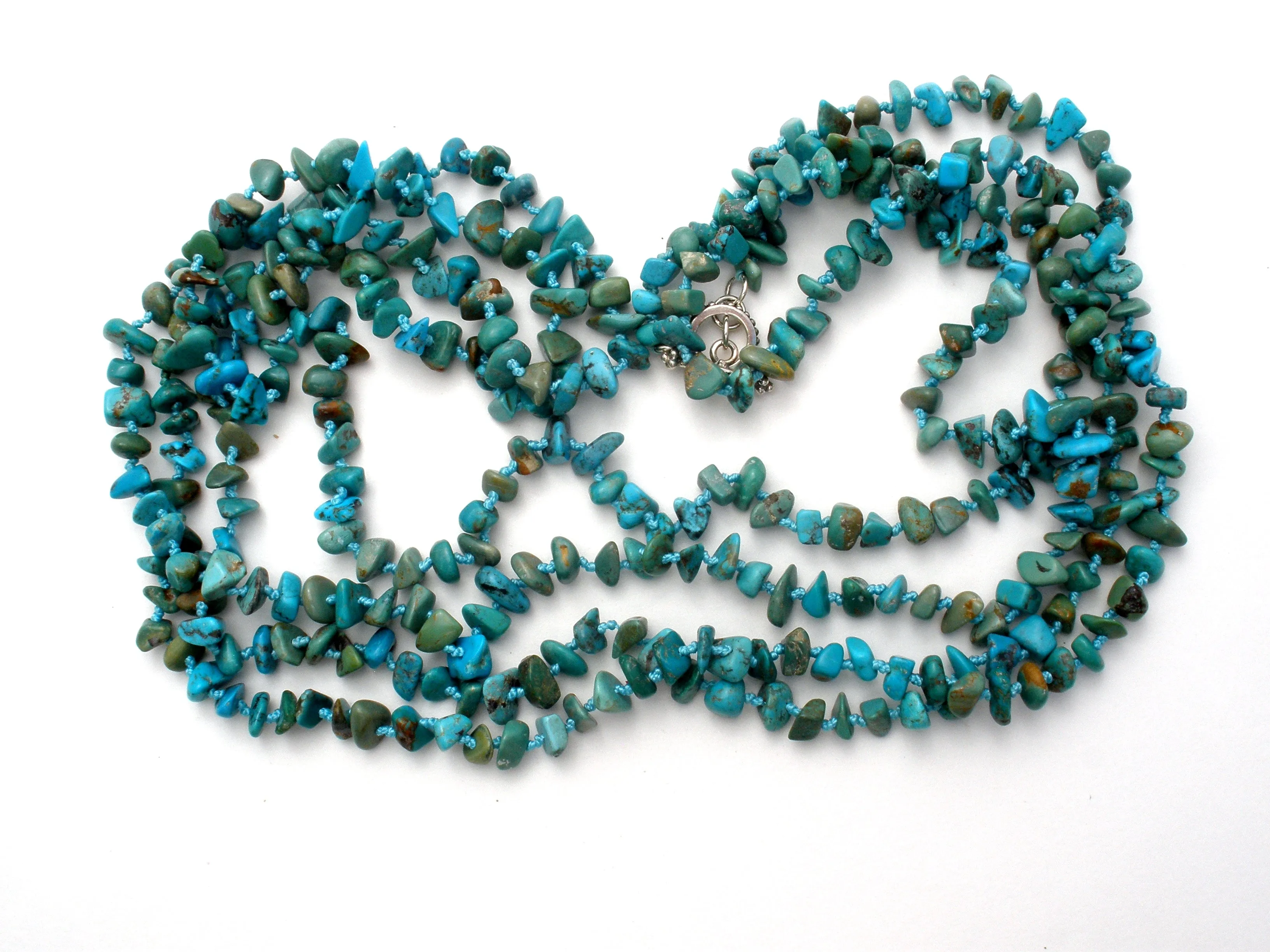 Turquoise Nugget Bead Necklace 85" Long SX