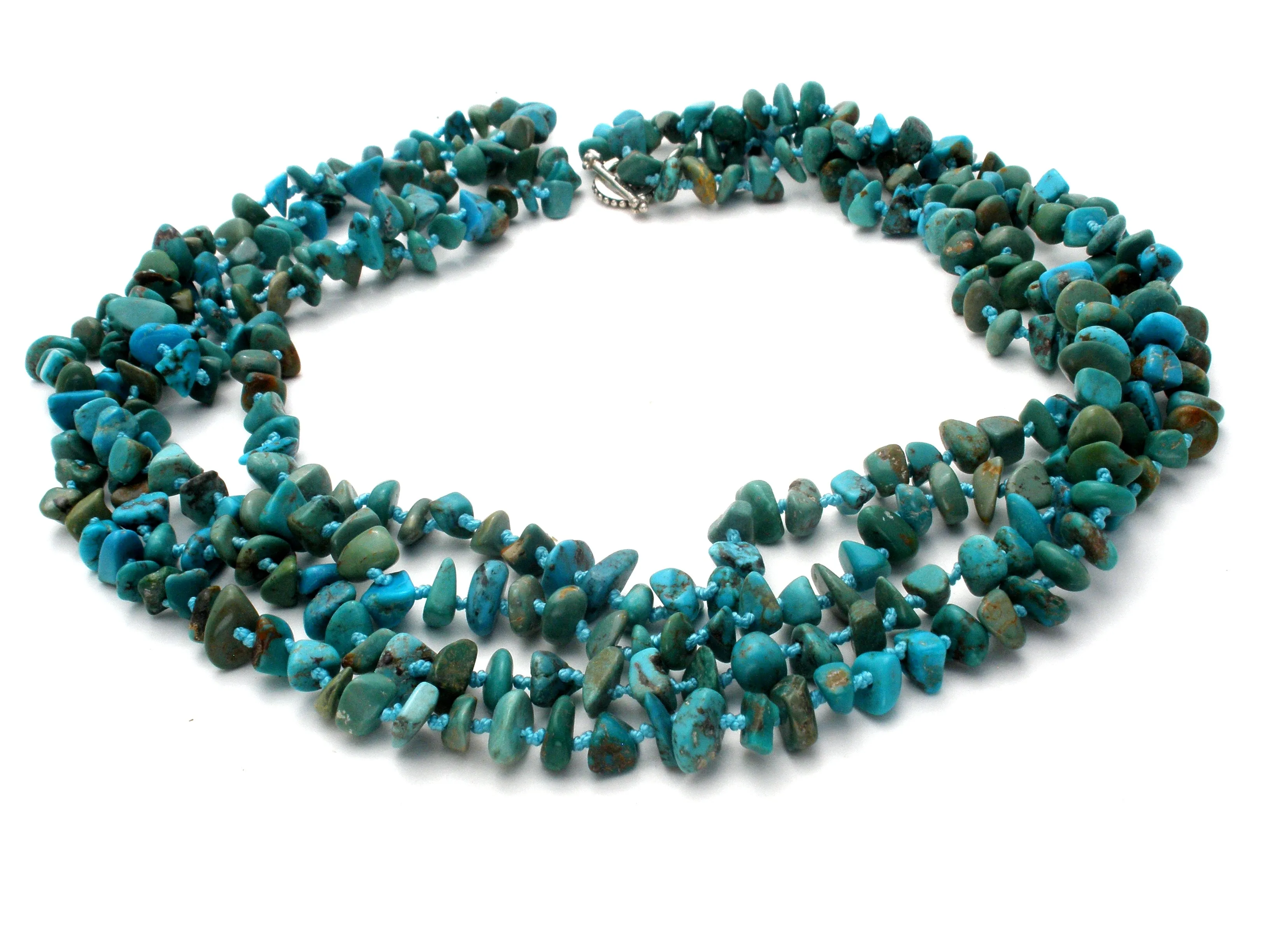 Turquoise Nugget Bead Necklace 85" Long SX