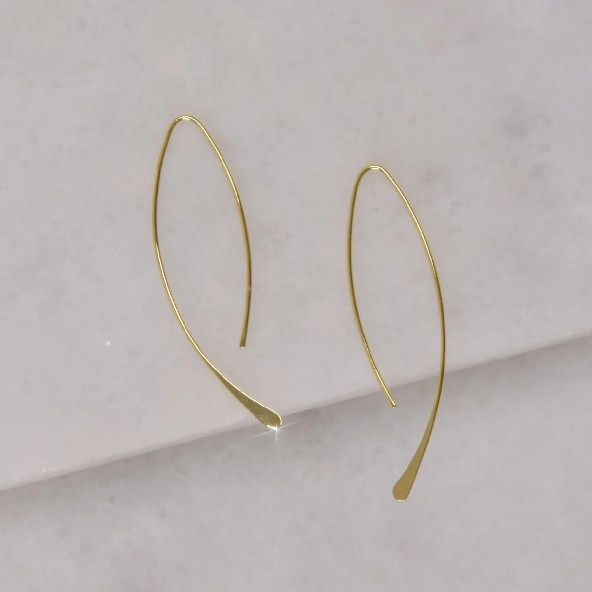 Upside Down Hoop Earrings - Hypoallergenic Lightweight Wire Needle Drop Dangle Threader Hoops for Women, Safe for Sensitive Ears - Plated in 925 Sterling Silver or 18k Gold