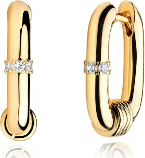 VACRONA Cubic Zirconia Huggie Earrings 14k Gold Plated Tiny Earrings Small Huggie Hoop Earrings Simple Lightweight Hoops Gift for Women
