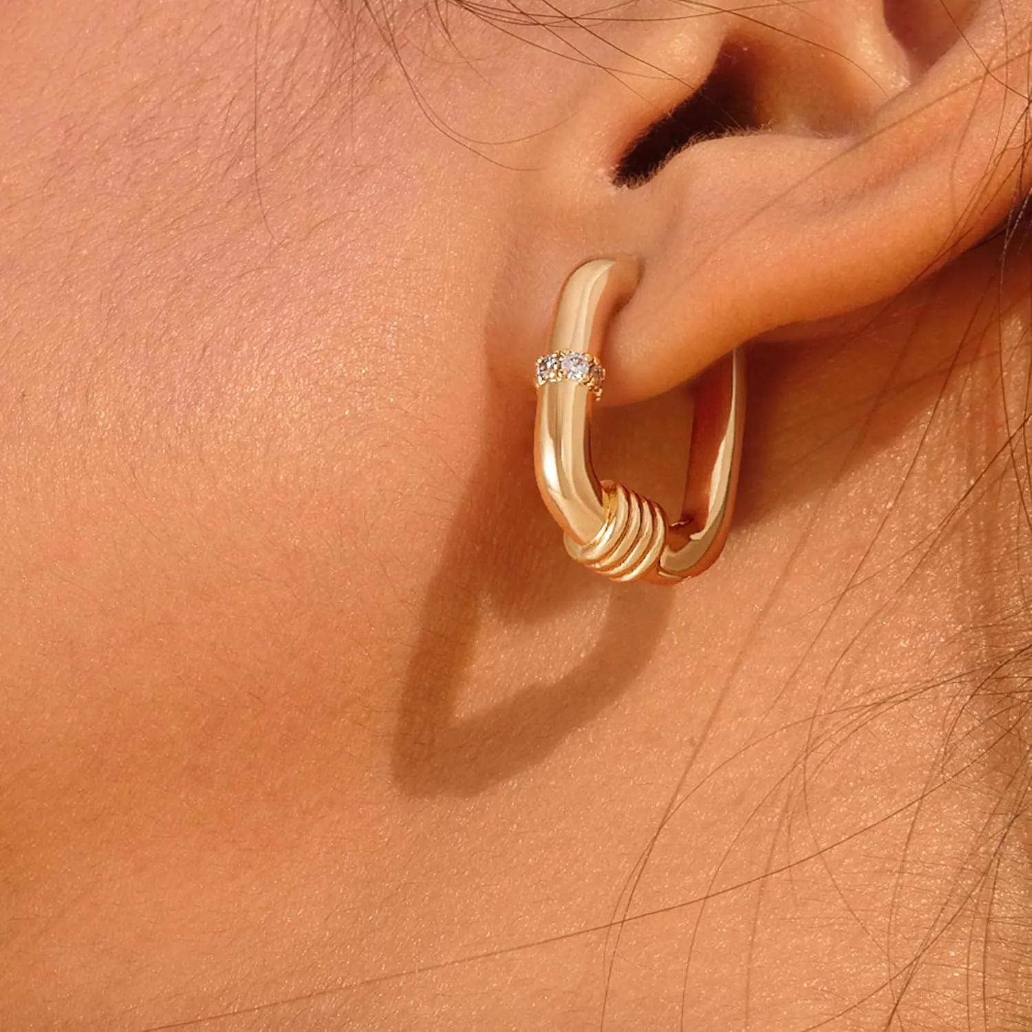 VACRONA Cubic Zirconia Huggie Earrings 14k Gold Plated Tiny Earrings Small Huggie Hoop Earrings Simple Lightweight Hoops Gift for Women