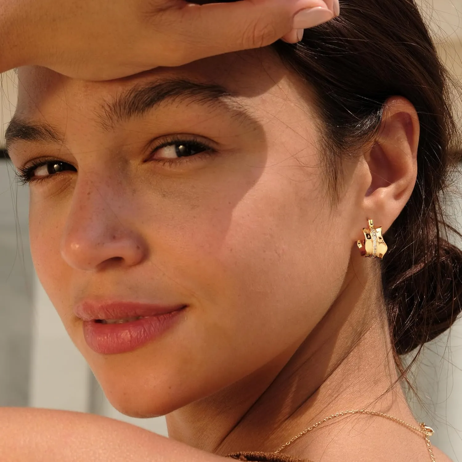 VACRONA Gold Huggie Hoop Earrings for Women | 14K Gold Plated Twisted Hypoallergenic Handmade Hoops Earrings Exquisite Trendy Jewelry Gifts