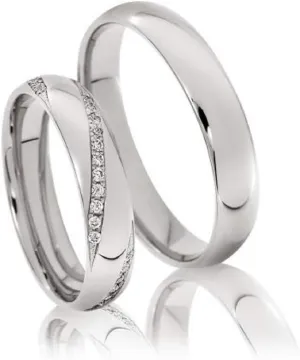 Valentine's Day Gift Round Cut White Diamond Sterling Silver Real Love Engagement Set Couple Rings Band For Women's & Men's