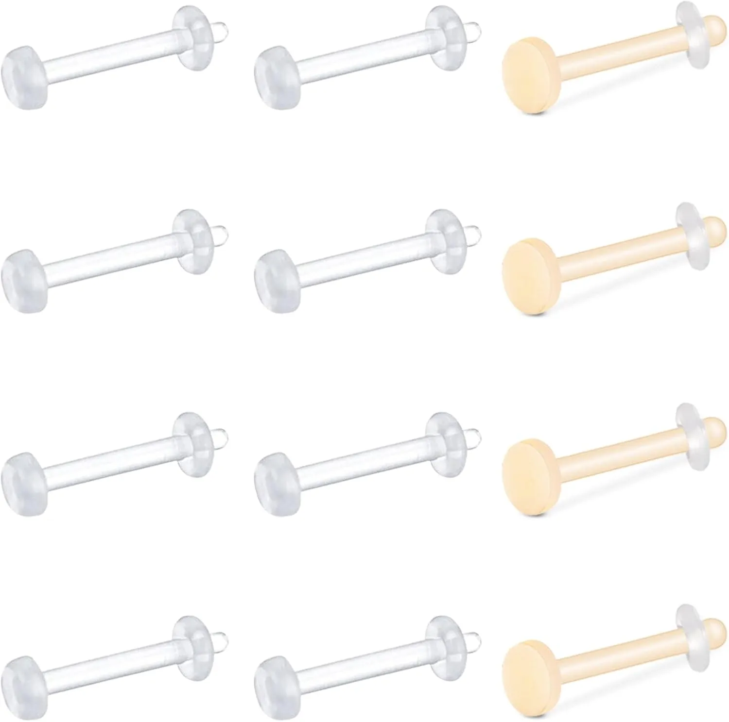 VCMART Clear Earrings for Sports Work Surgery Mix Set Plastic Clear Piercing Retainer Clear Cartilage Helix Tragus Conch Daith Ear Lobe Eyebrow Septum Nose Lip Labret Monroe Piercing Retainer 16g 20g
