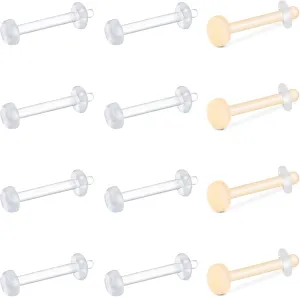 VCMART Clear Earrings for Sports Work Surgery Mix Set Plastic Clear Piercing Retainer Clear Cartilage Helix Tragus Conch Daith Ear Lobe Eyebrow Septum Nose Lip Labret Monroe Piercing Retainer 16g 20g