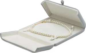 Velvet Big Pearl Necklace and Ring Earring Pendant Gift Box Jewelry Storage Case (Grey)