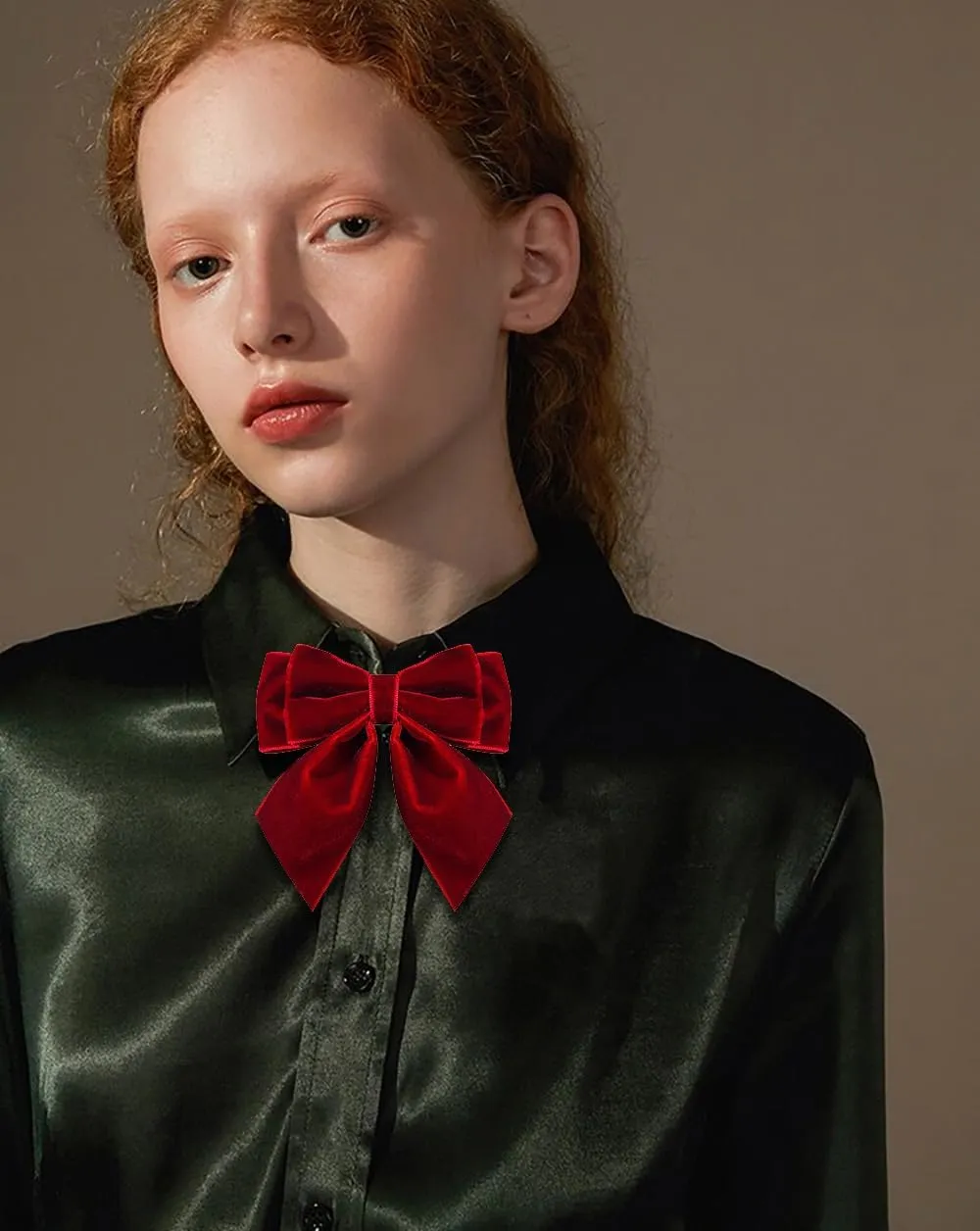 Velvet Pre-Tied Big Bow Knot Brooch Pin for Women Girls Fabric Ribbon Bowknot Collar Lapel Pins Clip Scarf Suit Dress Shirt Bouquet Corsage Brooches Fashion Jewelry Gifts Christmas Prom