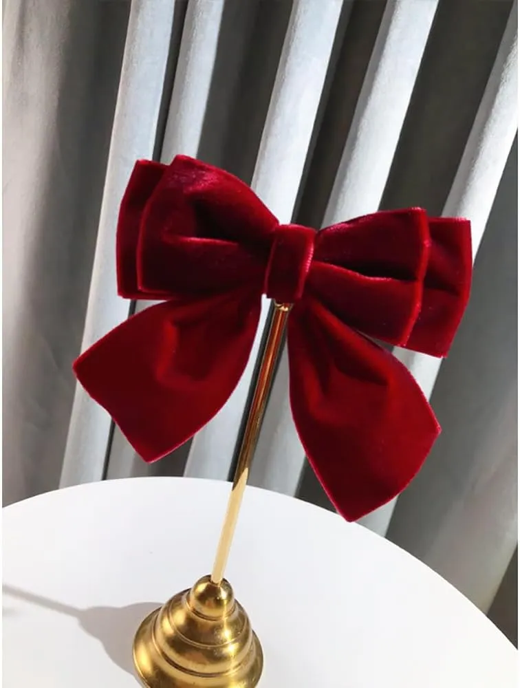 Velvet Pre-Tied Big Bow Knot Brooch Pin for Women Girls Fabric Ribbon Bowknot Collar Lapel Pins Clip Scarf Suit Dress Shirt Bouquet Corsage Brooches Fashion Jewelry Gifts Christmas Prom