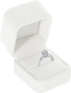 Velvet Ring Box Wedding Valentine's Day, White Jewelry Ring Gift Box, Premium Engagement Ring Gift Box Jewelry Ring Display Holder Case for Engagement Proposal Birthday Wedding Jewelry Gift Box