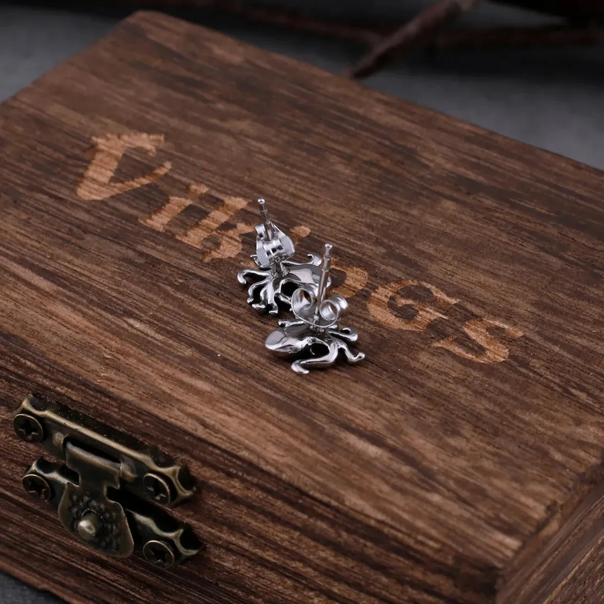 Viking Hip Hop Animal Octopus Stud Earrings