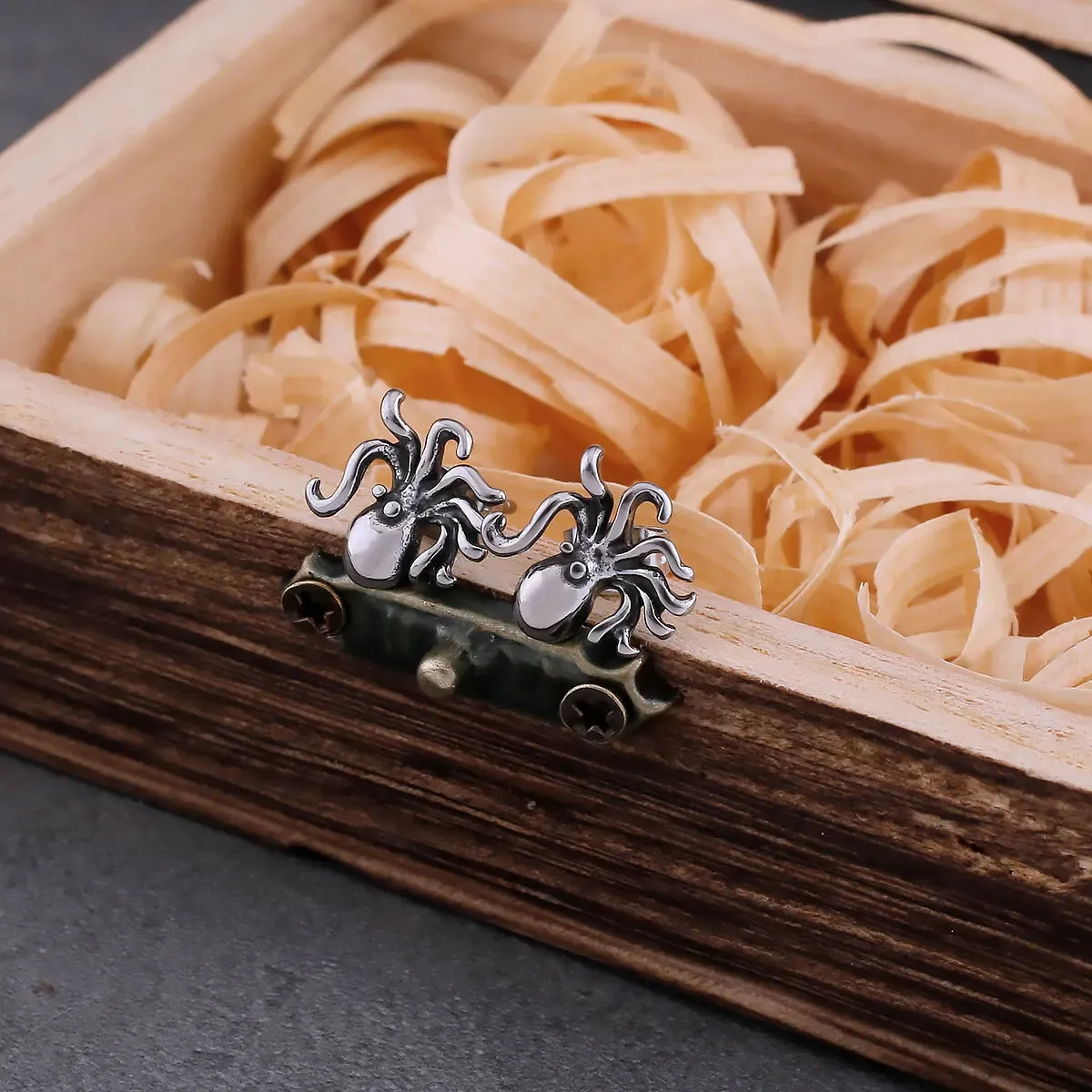 Viking Hip Hop Animal Octopus Stud Earrings