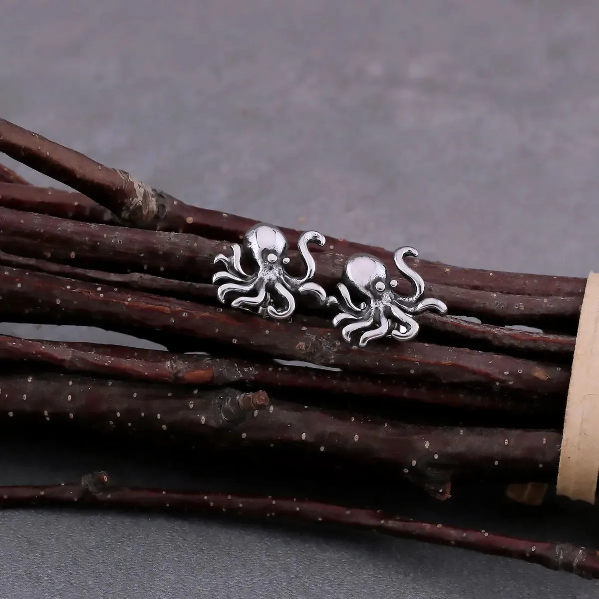 Viking Hip Hop Animal Octopus Stud Earrings