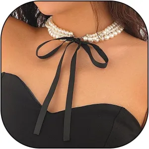 Vintage Multi Layer Pearl Bow Choker Necklace, Fashion Long Velvet Ribbon White Baroque Necklace, Party Prom Aesthetic Charm Jewelry Gift for Women