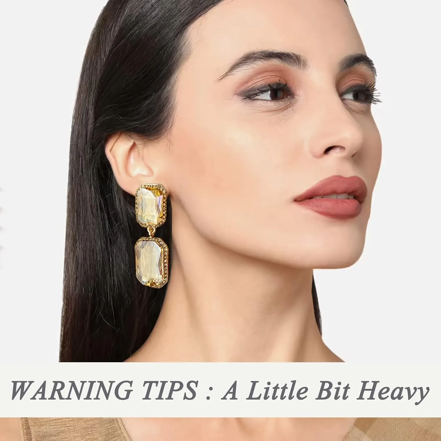 Vintage Rhinestone Statement Earrings Fancy Big Crystal Rectangle Drop Dangle Earrings Evening Prom Pageant Jewelry Earrings for Women