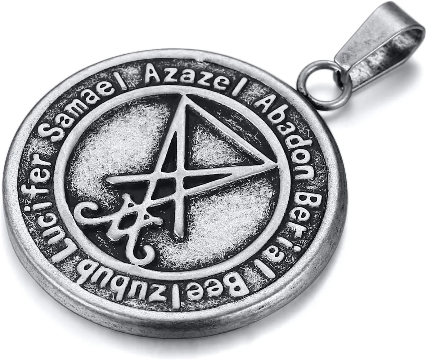 VNOX Church of Satan Seal of Baphomet Satanic Goat of Mendes Goat Head Devil Pendant Leviathan Cross Lucifer Necklace,Inverted Pentagram Amulet Jewelry