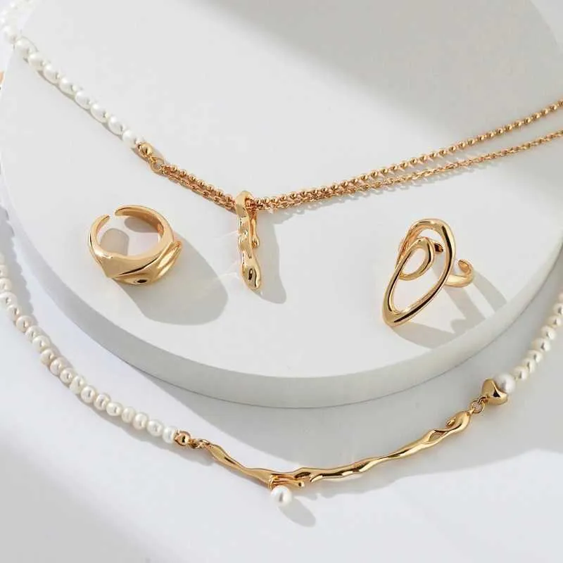 Volcanic Lava  Freshwater Pearl  Necklace-18k Gold Vermeil
