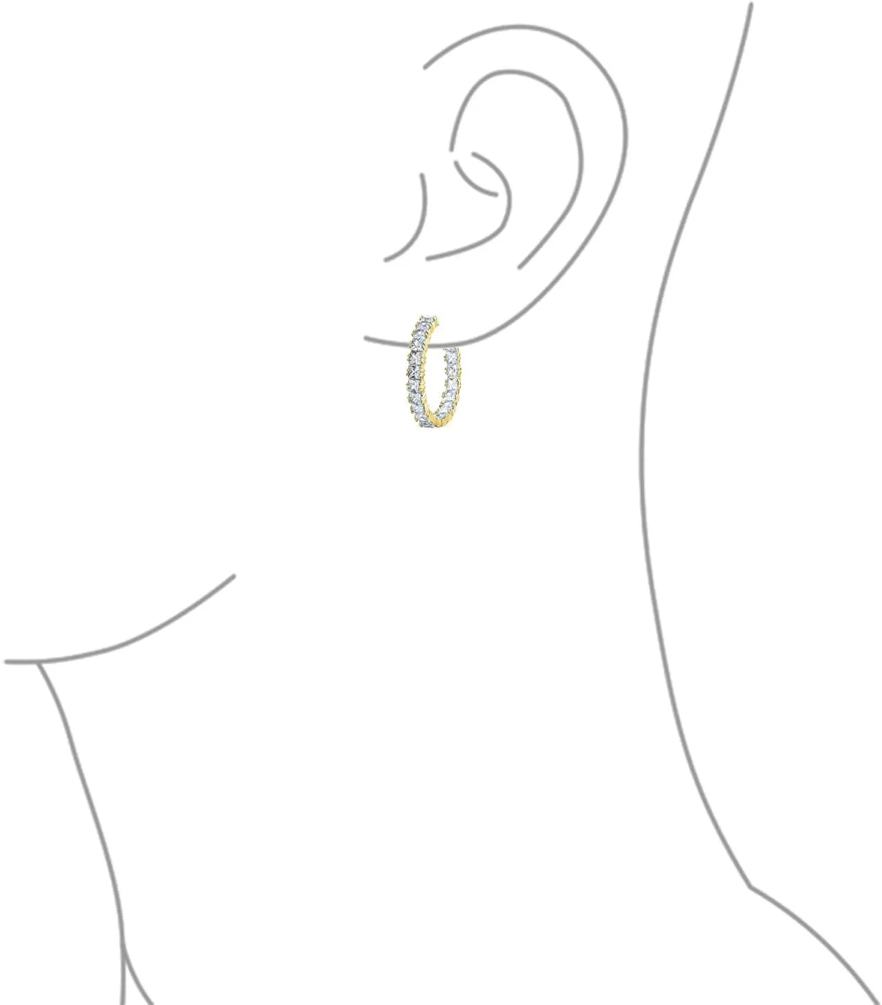 Wedding Modern Bridal Clear Cubic Zirconia Multi Color AAA CZ Baguettes Statement Large Pearl CZ Inside Out Hoop Earrings For Women Rose Yellow Gold Silver Plated Clear Or Multi Color 1.25 Inch