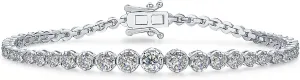 WES Moissanite Tennis Bracelet for Women mens 3.17Ct Double Row Lab Grown Women moissanite bracelets 18k white gold plated 925 silver Gift for women Men Gift birthday anniversary