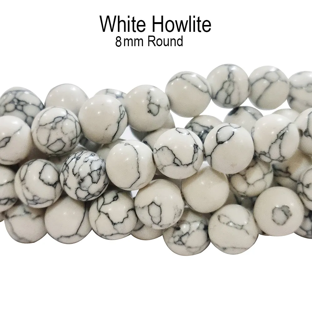 White Color Unbitable Price Howlite Round Beads 8mm Size